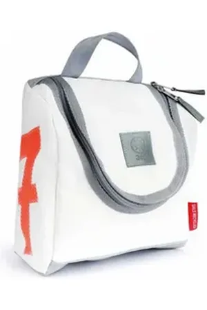 360° 360Grad Reisetasche Kulturbeutel,weiss, Zahl neon orange, Gurt dunkelgrau weiß