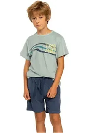 Eskimo Schlafanzug Kids (Set, Set) Jungen Schlafanzug kurz Shorty Baumwolle sommerlicher Frottee Jersey blau|lila 10 (Körpergröße 140)