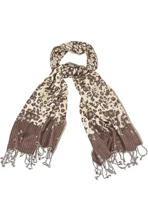 Tamaris Schal Scarf, (Set, 1-St. 1-teilig), Damen Schal mit Fransen braun|silberfarben