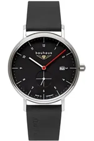 Bauhaus Quarzuhr 2130-2, Armbanduhr, Herrenuhr, Datum, Lederarmband, Made in Germany schwarz