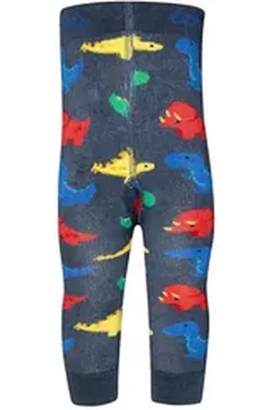 Ewers Strickstrumpfleggings Thermolegging Dinos blau 74
