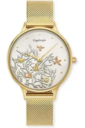 Engelsrufer Quarzuhr Damen Uhr ERWA-TREE01-MG-MG Edelstahl vergoldet Milanaiseb, (1-tlg)