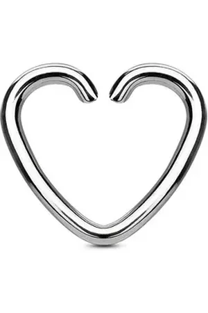 Bungsa Fake-Ear-Plug-Set Ohrklemme Herz silber aus Edelstahl für Damen (1 Stück) silberfarben