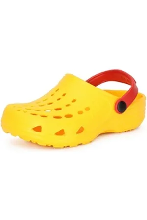 Ladeheid Kinder EVA Clogs Gartenclogs Gartenschuhe LA-CA-06 Clog gelb|rot 24-25 EU