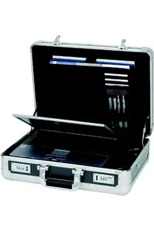 Alumaxx Aktentasche Alu-Aktenkoffer silber-carbon. schwarz