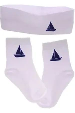 La Bortini Socken Socken und Stirnband Baby Set in Weiß mit Schiff weich, elastisch, sommerlich, 44 50 56 62 68 74 80 86 92 98 104 weiß 6-9Mon