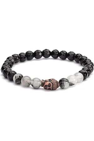 BODHI Perlenarmband Mala Armband mit schwarzem Achat, Modeschmuck M M