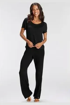 Bruno Banani Pyjama (2 tlg) mit schönen Spitzendetails schwarz 40/42