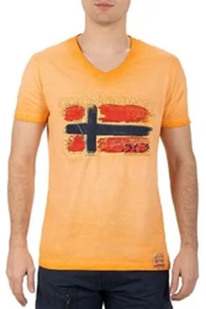 Geographical Norway T-Shirt Casual Kurzarm Shirt bajoasis Men Orange L im Used Look orange L