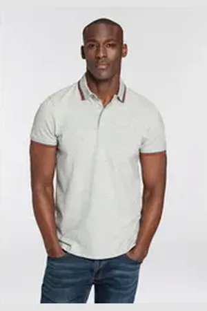 Bruno Banani Poloshirt Kurzarm, schmal geschnitten, Colourblocking-Optik grau XL (56/58)