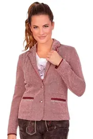 MARJO Trachtenjanker Trachtenblazer Damen - MARGIT - bordeaux, grau 48