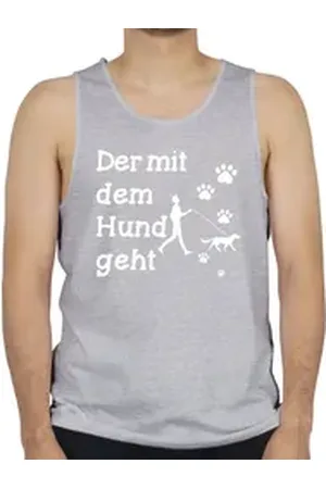 Shirtracer Tanktop Der mit dem Hund geht Pfoten weiß Sprüche Statement mit Spruch grau XL
