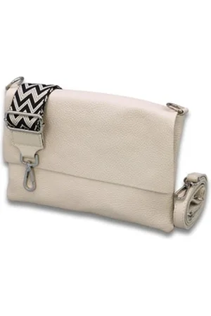 Adel Bags Schultertasche CALI Schlanke Tasche mit 3 Fächer, Slim Crossbody Bag Echtes Leder beige