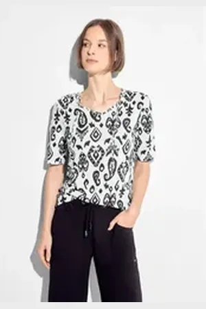 CECIL Tunikashirt mit Mustermix weiß M (40)