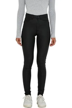 Noisy May Chinohose NMCALLIE HW SKINNY COATED PANTS mit Stretch schwarz XS/32