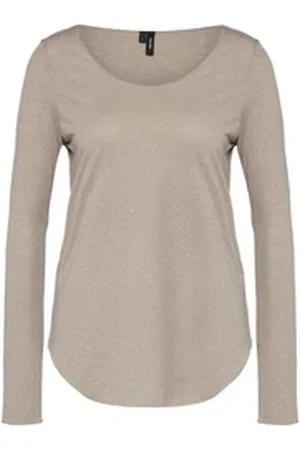 VERO MODA Langarmshirt Lua (1-tlg) Plain/ohne Details grau S
