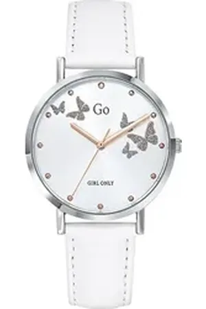 GO Girl Only Quarzuhr Damen Armbanduhr weiß, (Analoguhr), Damenuhr rund, mittel (ca. 34mm), Lederarmband weiß, Fashion weiß