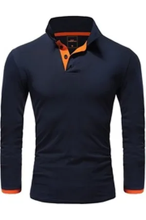amaci Poloshirt CHARLOTTE Langarm Kontrast Poloshirt blau|orange|weiß S