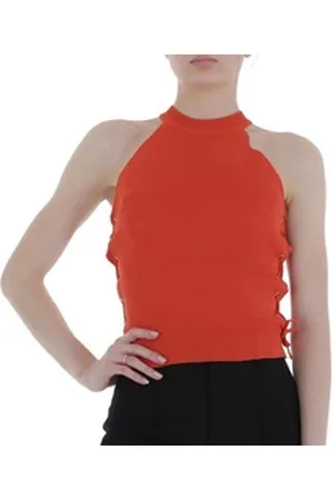 Ital-Design Tanktop Damen Freizeit (80171099) Cold Shoulder Stretch Top in Orange orange M/L