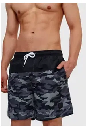 INDICODE Badeshorts Pruitt elastischer Bund mit Kordelzug, Color-Block-Optik grau XXL