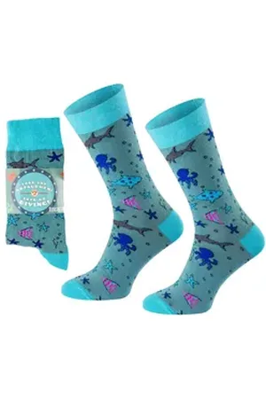 Chili Lifestyle Freizeitsocken TAUCHEN Lustige Socken mit Spruch Banderole als Geschenksocken (Paar, 1-Paar, Mit Spruchbanderole) Weichbund ohne Gummidruck blau|grau 41-45