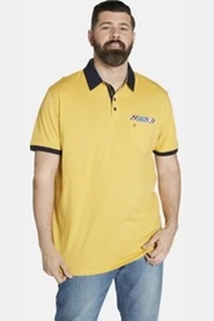 Charles Colby Poloshirt EARL BREANDAN mit Details im Karomuster gelb 4XL (68/70)