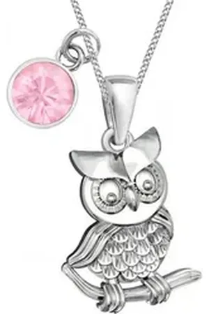 Goldene Hufeisen Kette mit Anhänger Eule Anhänger mit 38cm Kette aus 925 Silber mit Zirkonia Rosa (3-tlg, inkl. Etui), Schmuck für Mädchen silberfarben