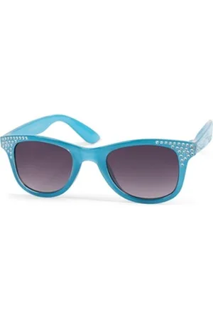 styleBREAKER Wayfarer Mädchen Nerd Sonnenbrille mit Strass (1-St) blau|grau