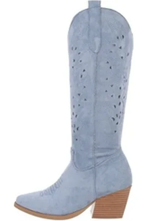 Ital-Design Damen Cowboyboots Western Westernstiefel (85757851) Blockabsatz Western- & Bikerstiefel in Blau blau 37 EU