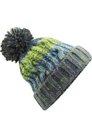 Neverless Bommelmütze Strickmütze Kinder Mädchen dicke Wintermütze warm gefüttert Fleece grün
