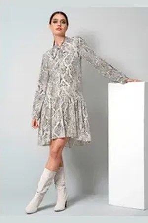 ALBA MODA Druckkleid Druckkleid mit V-Ausschnitt und Schluppe weiß 40