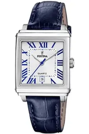 Festina Quarzuhr Rechteckig mit Lederband silberfarben