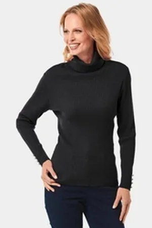 GOLDNER Rollkragenpullover Kurzgröße: schwarz 24