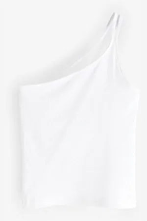 Next Shirttop Geripptes One-Shoulder-Top mit doppeltem Träger (1-tlg) weiß XS