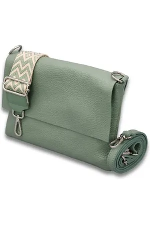 Adel Bags Schultertasche CALI Schlanke Tasche mit 3 Fächer, Slim Crossbody Bag Echtes Leder grün