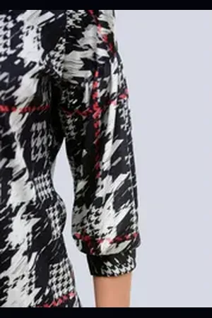ALBA MODA Print-Shirt Shirt mit Hahnentrittdessin schwarz 34
