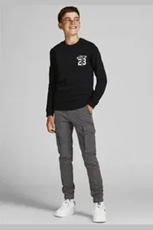 JACK & JONES Junior Cargohose JPSTPAUL JJFLAKE 542 ASPHALT NOOS JNR grau 140