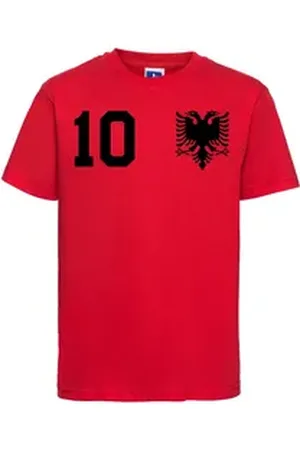 Youth Designz T-Shirt Albanien Kinder T-Shirt im Fußball Trikot Look mit trendigem Print rot 106-116 (6 Jahre)