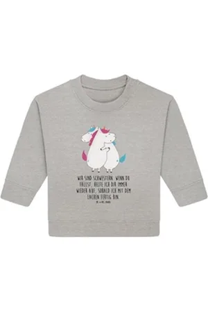 Mr. & Mrs. Panda Longpullover Einhörner Umarmen 12. - 18. Monat - Heather Grey - Geschenk, Unicorn, (1-tlg) grau 12. - 18. Monat