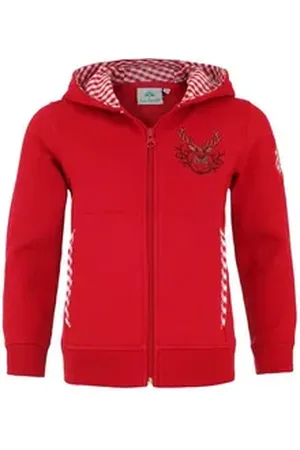 Isar Trachtenjacke Kapuzenjacke Kinder - LOVIS - beere, rot rot 140
