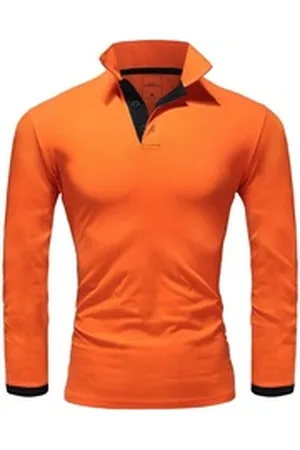 amaci Poloshirt CHARLOTTE Langarm Kontrast Poloshirt orange|schwarz|weiß 3XL
