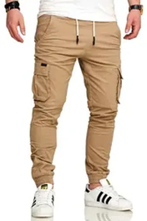 Soul Star Cargohose S2LOM Herren Chino Jogger Jeans Hose Stoffhose Freizeithose beige|gelb 34