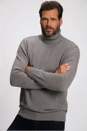 JP 1880 Rundhalspullover Rollkragenpullover Strick grau 6XL