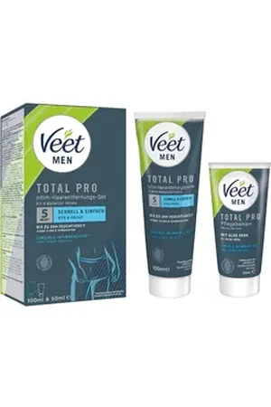 Veet MEN Enthaarungscreme (100 ml) & Pflegebalsam (50 ml), Intim-Haarentfernungs-Set, 2 St., - schnell & einfach
