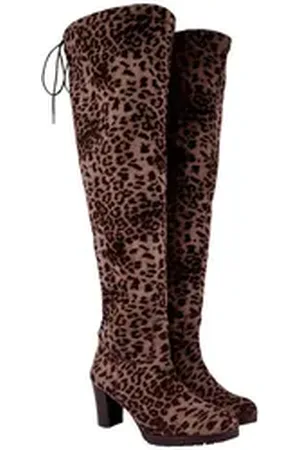 Ulla Popken Overknee-Stiefel XL-Schaft Leomuster Weite H Stiefel schwarz 43 EU