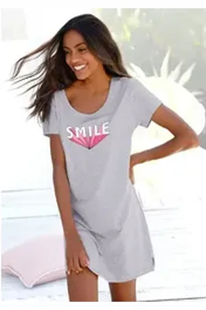 Buffalo Sleepshirt mit Statement Print grau 32/34