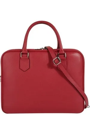 Cluty Aktentasche, echt Leder, Made in Italy rot