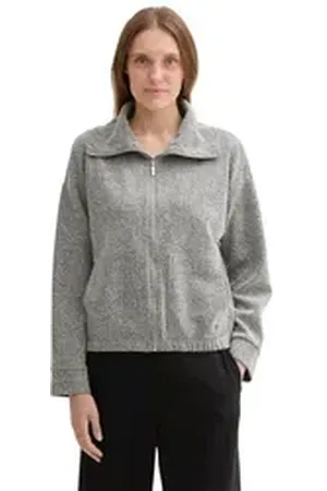 TOM TAILOR Sweatjacke mit großem Stehkragen grau XS (34)