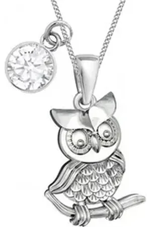 Goldene Hufeisen Kette mit Anhänger Eule Anhänger mit 38cm Kette aus 925 Silber mit Zirkonia Klar (3-tlg, inkl. Etui), Schmuck für Mädchen silberfarben