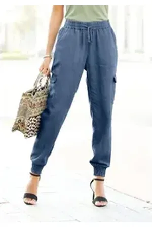 Lascana Schlupfhose in Denim-Optik mit Cargotaschen, leicht und luftig blau 38